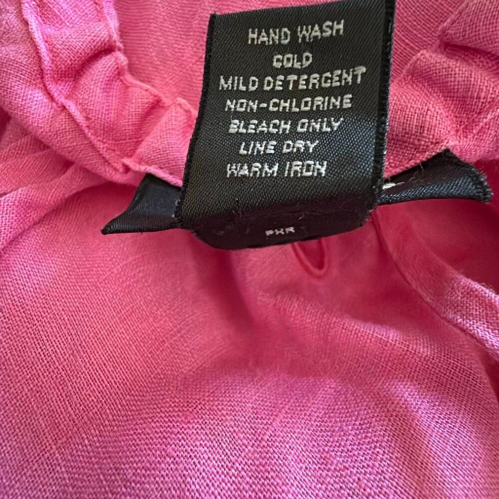 Avenue Plus Size 100% Linen Sleeveless Pink Barbiecore Peasant Blouse Size 18/20 - Picture 5 of 5